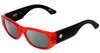 Profile View of SPY Optics Genre Designer Polarized Sunglasses with Custom Cut Smoke Grey Lenses in Crystal Red Matte Black Unisex Oval Full Rim Acetate 54 mm