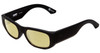 Profile View of SPY Optics Genre Designer Polarized Reading Sunglasses with Custom Cut Powered Sun Flower Yellow Lenses in Matte Black Unisex Oval Full Rim Acetate 54 mm