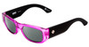 Profile View of SPY Optics Genre Designer Polarized Reading Sunglasses with Custom Cut Powered Smoke Grey Lenses in Crystal Magenta Matte Black Unisex Oval Full Rim Acetate 54 mm