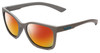 Profile View of Bolle Ada Designer Polarized Sunglasses with Custom Cut Red Mirror Lenses in Cool Matte Grey Unisex Classic Full Rim Acetate 44 mm