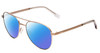 Profile View of Bolle Evel Designer Polarized Sunglasses with Custom Cut Blue Mirror Lenses in Matte Sand Brown Unisex Pilot Full Rim Metal 60 mm