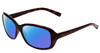 Profile View of Bolle Molly Designer Polarized Reading Sunglasses with Custom Cut Powered Blue Mirror Lenses in Dark Gloss Tortoise Havana Brown Gold Ladies Cateye Full Rim Acetate 58 mm