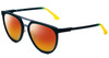Profile View of Police SPL586 Designer Polarized Sunglasses with Custom Cut Red Mirror Lenses in Green Marine Yellow Unisex Square Full Rim Acetate 57 mm