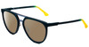 Profile View of Police SPL586 Designer Polarized Sunglasses with Custom Cut Amber Brown Lenses in Green Marine Yellow Unisex Square Full Rim Acetate 57 mm