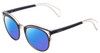 Profile View of Police SPL642 Designer Polarized Reading Sunglasses with Custom Cut Powered Blue Mirror Lenses in Matte Crystal Unisex Cateye Full Rim Acetate 52 mm