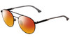 Profile View of Police SPL717 Designer Polarized Sunglasses with Custom Cut Red Mirror Lenses in Matte Black Unisex Round Full Rim Metal 55 mm
