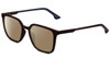 Profile View of Police SPL769 Designer Polarized Sunglasses with Custom Cut Amber Brown Lenses in Matte Brown Blue Unisex Square Full Rim Acetate 54 mm