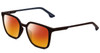 Profile View of Police SPL769 Designer Polarized Sunglasses with Custom Cut Red Mirror Lenses in Matte Brown Blue Unisex Square Full Rim Acetate 54 mm