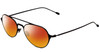 Profile View of John Varvatos V164 Designer Polarized Sunglasses with Custom Cut Red Mirror Lenses in Black Unisex Aviator Full Rim Metal 53 mm