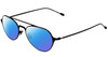 Profile View of John Varvatos V164 Designer Polarized Sunglasses with Custom Cut Blue Mirror Lenses in Black Unisex Aviator Full Rim Metal 53 mm