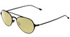 Profile View of John Varvatos V164 Designer Polarized Reading Sunglasses with Custom Cut Powered Sun Flower Yellow Lenses in Black Unisex Pilot Full Rim Metal 53 mm