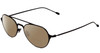 Profile View of John Varvatos V164 Designer Polarized Reading Sunglasses with Custom Cut Powered Amber Brown Lenses in Black Unisex Aviator Full Rim Metal 53 mm