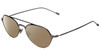 Profile View of John Varvatos V164 Designer Polarized Sunglasses with Custom Cut Amber Brown Lenses in Gun Metal Silver Unisex Pilot Full Rim Metal 53 mm