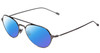 Profile View of John Varvatos V164 Designer Polarized Sunglasses with Custom Cut Blue Mirror Lenses in Gun Metal Silver Unisex Pilot Full Rim Metal 53 mm