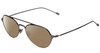 Profile View of John Varvatos V164 Designer Polarized Reading Sunglasses with Custom Cut Powered Amber Brown Lenses in Gun Metal Silver Unisex Pilot Full Rim Metal 53 mm