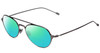 Profile View of John Varvatos V164 Designer Polarized Reading Sunglasses with Custom Cut Powered Green Mirror Lenses in Gun Metal Silver Unisex Pilot Full Rim Metal 53 mm