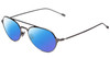 Profile View of John Varvatos V164 Designer Polarized Reading Sunglasses with Custom Cut Powered Blue Mirror Lenses in Gun Metal Silver Unisex Pilot Full Rim Metal 53 mm