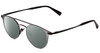 Profile View of John Varvatos V169 Designer Polarized Sunglasses with Custom Cut Smoke Grey Lenses in Gun Metal Silver Black Ladies Round Full Rim Metal 49 mm