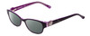 Profile View of Skechers SE1524 Designer Polarized Sunglasses with Custom Cut Smoke Grey Lenses in Purple Crystal Fuchsia Hot Pink Ladies Cateye Full Rim Acetate 47 mm