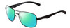 Profile View of Timberland TB9136 Designer Polarized Reading Sunglasses with Custom Cut Powered Green Mirror Lenses in Matte Black Unisex Square Full Rim Metal 59 mm