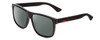 Profile View of GUCCI GG0010S Designer Polarized Sunglasses with Custom Cut Smoke Grey Lenses in Gloss Black on Matte Unisex Retro Full Rim Acetate 58 mm