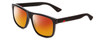 Profile View of GUCCI GG0010S Designer Polarized Sunglasses with Custom Cut Red Mirror Lenses in Gloss Black on Matte Unisex Retro Full Rim Acetate 58 mm