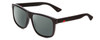 Profile View of GUCCI GG0010S Designer Polarized Reading Sunglasses with Custom Cut Powered Smoke Grey Lenses in Gloss Black on Matte Unisex Retro Full Rim Acetate 58 mm