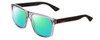 Profile View of GUCCI GG0010S Designer Polarized Reading Sunglasses with Custom Cut Powered Green Mirror Lenses in Gray Smoke Crystal Matte Black Mens Retro Full Rim Acetate 58 mm