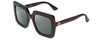 Profile View of GUCCI GG0328S Designer Polarized Sunglasses with Custom Cut Smoke Grey Lenses in Gloss Black Gold Logo Ladies Square Full Rim Acetate 53 mm