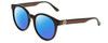 Profile View of GUCCI GG0416SK Designer Polarized Reading Sunglasses with Custom Cut Powered Blue Mirror Lenses in Gloss Black Red Stripe Green Gold Ladies Round Full Rim Acetate 55 mm