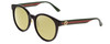 Profile View of GUCCI GG0416SK Designer Polarized Reading Sunglasses with Custom Cut Powered Sun Flower Yellow Lenses in Gloss Black Red Stripe Green Gold Ladies Round Full Rim Acetate 55 mm