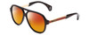 Profile View of GUCCI GG0463S Designer Polarized Sunglasses with Custom Cut Red Mirror Lenses in Gloss Black Red Stripe Gold Unisex Aviator Full Rim Acetate 58 mm