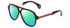 Profile View of GUCCI GG0463S Designer Polarized Reading Sunglasses with Custom Cut Powered Green Mirror Lenses in Gloss Black Red Stripe Gold Unisex Aviator Full Rim Acetate 58 mm