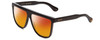 Profile View of GUCCI GG0582S Designer Polarized Sunglasses with Custom Cut Red Mirror Lenses in Gloss Black Gold Logo Mens Square Full Rim Acetate 61 mm