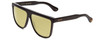 Profile View of GUCCI GG0582S Designer Polarized Reading Sunglasses with Custom Cut Powered Sun Flower Yellow Lenses in Gloss Black Gold Logo Mens Square Full Rim Acetate 61 mm