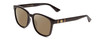 Profile View of GUCCI GG0637SK Designer Polarized Sunglasses with Custom Cut Amber Brown Lenses in Gloss Black Gold Logo Mens Cateye Full Rim Acetate 56 mm