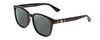 Profile View of GUCCI GG0637SK Designer Polarized Sunglasses with Custom Cut Smoke Grey Lenses in Gloss Black Gold Logo Mens Cateye Full Rim Acetate 56 mm