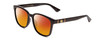 Profile View of GUCCI GG0637SK Designer Polarized Sunglasses with Custom Cut Red Mirror Lenses in Gloss Black Gold Logo Mens Cateye Full Rim Acetate 56 mm