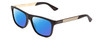 Profile View of GUCCI GG0687S Designer Polarized Sunglasses with Custom Cut Blue Mirror Lenses in Gloss Black Gold Matte Mens Retro Full Rim Acetate 57 mm