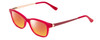 Profile View of Guess GU9177 Designer Polarized Sunglasses with Custom Cut Red Mirror Lenses in Crystal Pink Red Ladies Cateye Full Rim Acetate 47 mm