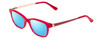 Profile View of Guess GU9177 Designer Polarized Sunglasses with Custom Cut Blue Mirror Lenses in Crystal Pink Red Ladies Cateye Full Rim Acetate 47 mm