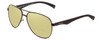 Profile View of Timberland TB9137 Designer Polarized Reading Sunglasses with Custom Cut Powered Sun Flower Yellow Lenses in Black Gunmetal Unisex Aviator Full Rim Metal 60 mm