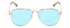Front View of Coyote Classic II Metal Pilot Polarized Sunglasses Gold Brown/Blue Mirror 55mm