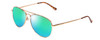 Profile View of Coyote Classic II Designer Polarized Reading Sunglasses with Custom Cut Powered Green Mirror Lenses in Gold Brown Ladies Pilot Full Rim Metal 55 mm