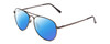 Profile View of Coyote Classic II Designer Polarized Sunglasses with Custom Cut Blue Mirror Lenses in Silver Unisex Aviator Full Rim Metal 55 mm