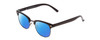 Profile View of Coyote Country Club Designer Polarized Reading Sunglasses with Custom Cut Powered Blue Mirror Lenses in Gloss Black Unisex Cateye Full Rim Acetate 51 mm