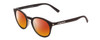Profile View of Coyote Crosstown Designer Polarized Sunglasses with Custom Cut Red Mirror Lenses in Matte Black Grey Unisex Round Full Rim Acetate 47 mm
