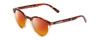 Profile View of Coyote Crosstown Designer Polarized Sunglasses with Custom Cut Red Mirror Lenses in Tortoise Amber Unisex Round Full Rim Acetate 47 mm