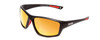 Profile View of Coyote FP-04 Mens Wrap Polarized Sunglasses in Matte Black Grey/Red Mirror 62 mm