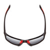 Top View of Coyote FP-04 Mens Wrap Polarized Sunglasses in Matte Black Grey/Red Mirror 62 mm